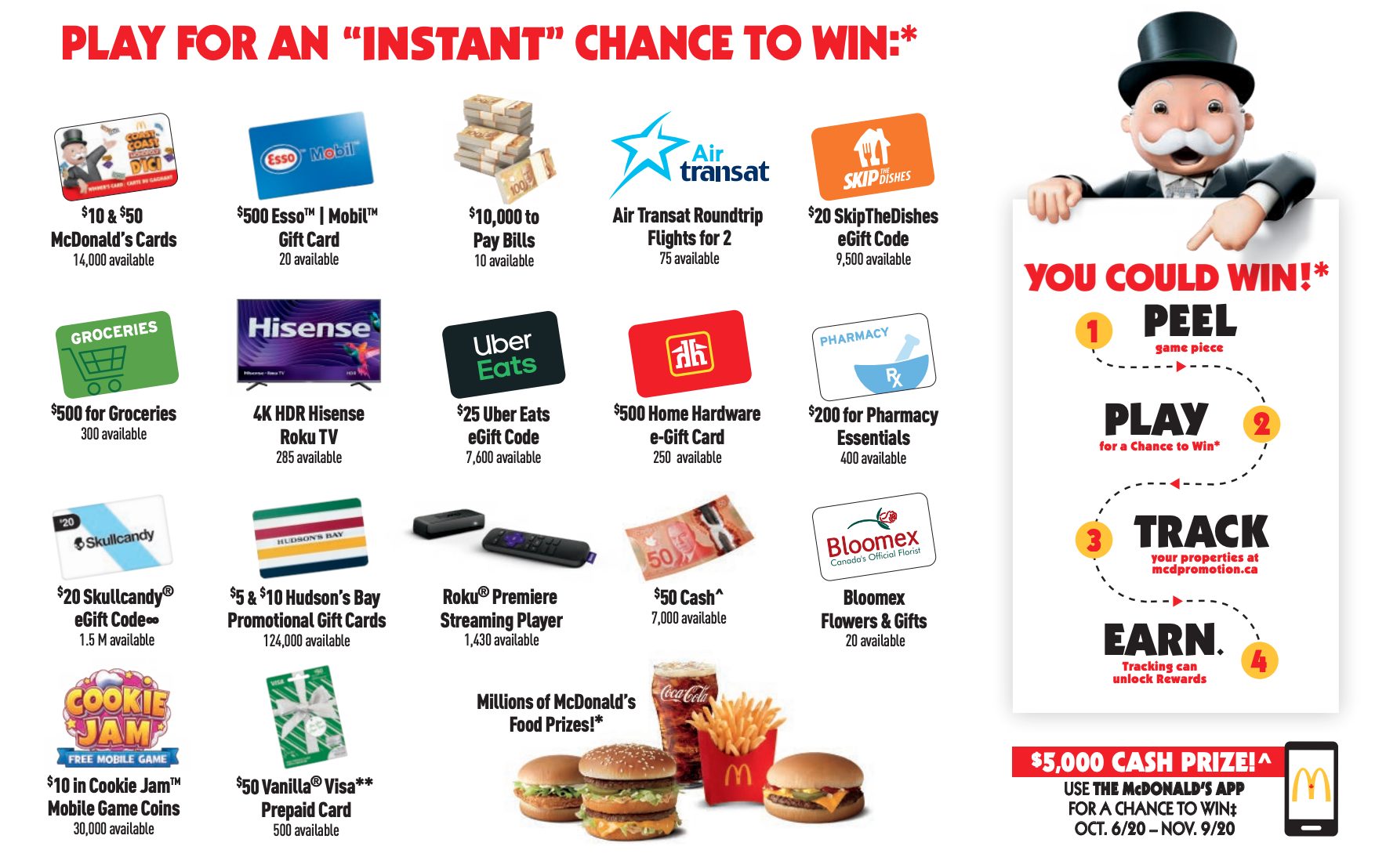 monopoly mcdonalds odds