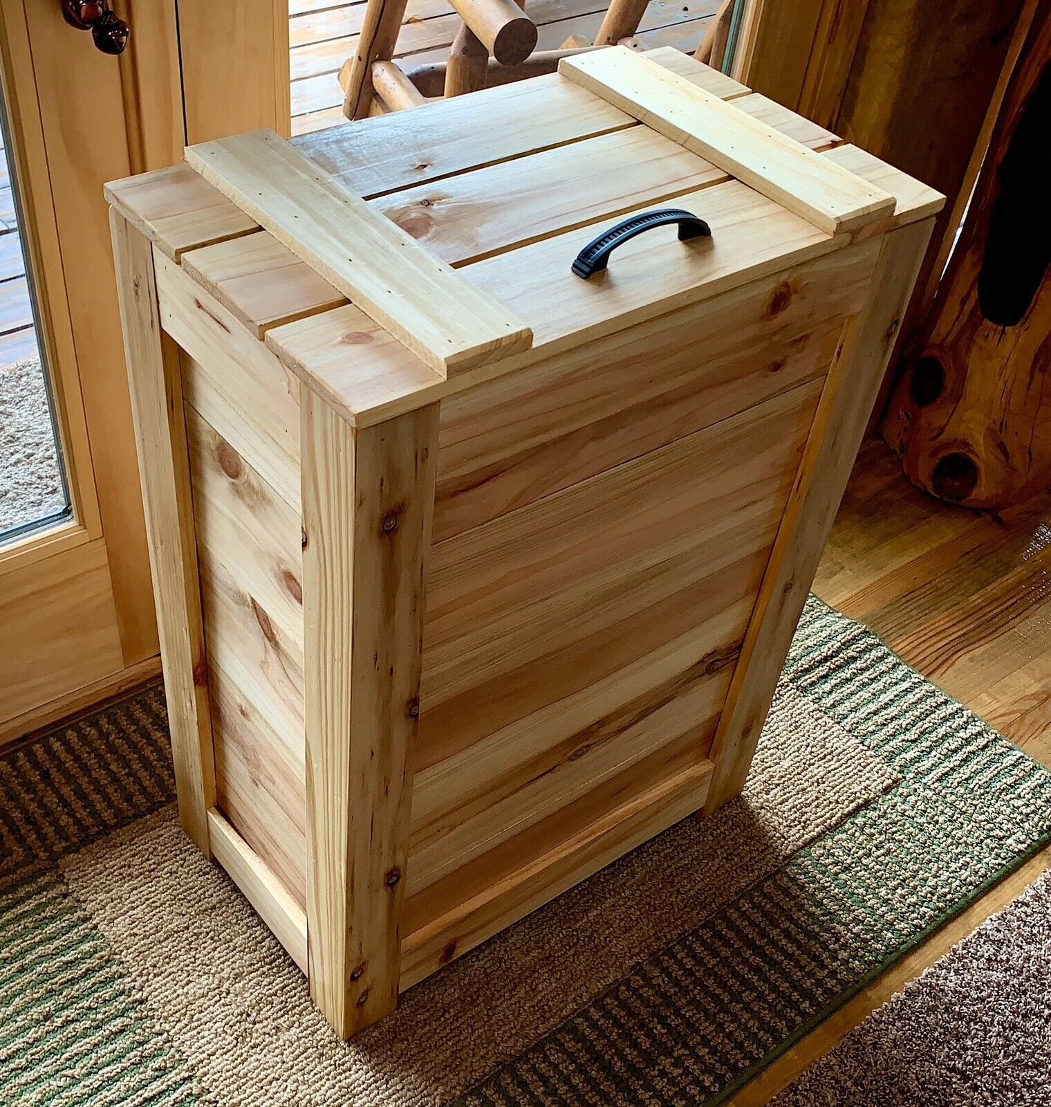 wooden laundry hamper