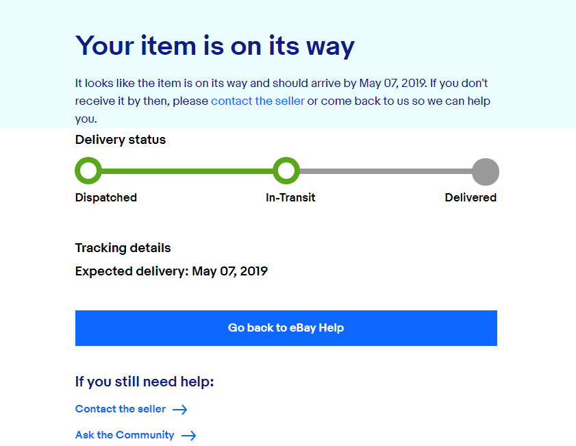 ebay item not arrived