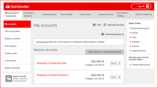 santander bsuiness banking