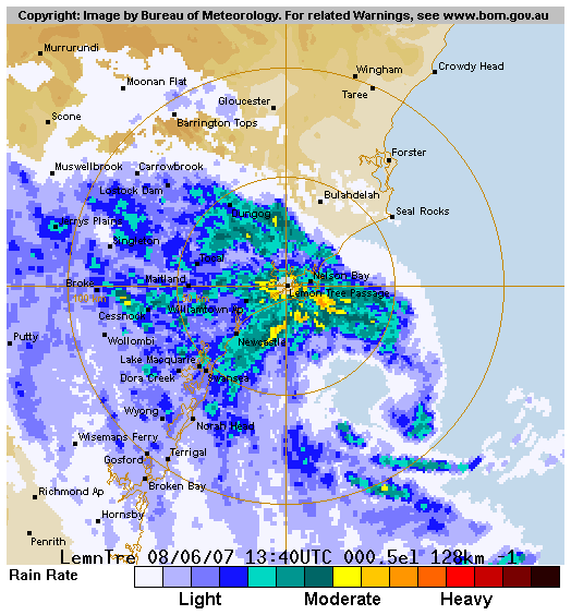 128 km newcastle radar