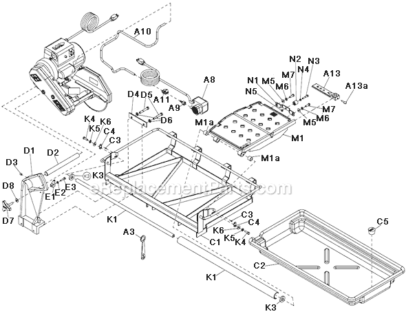 chicago electric tile saw parts