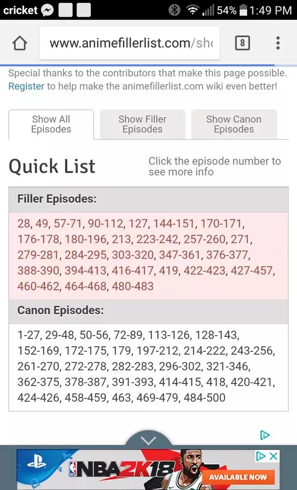 naruto episode guide