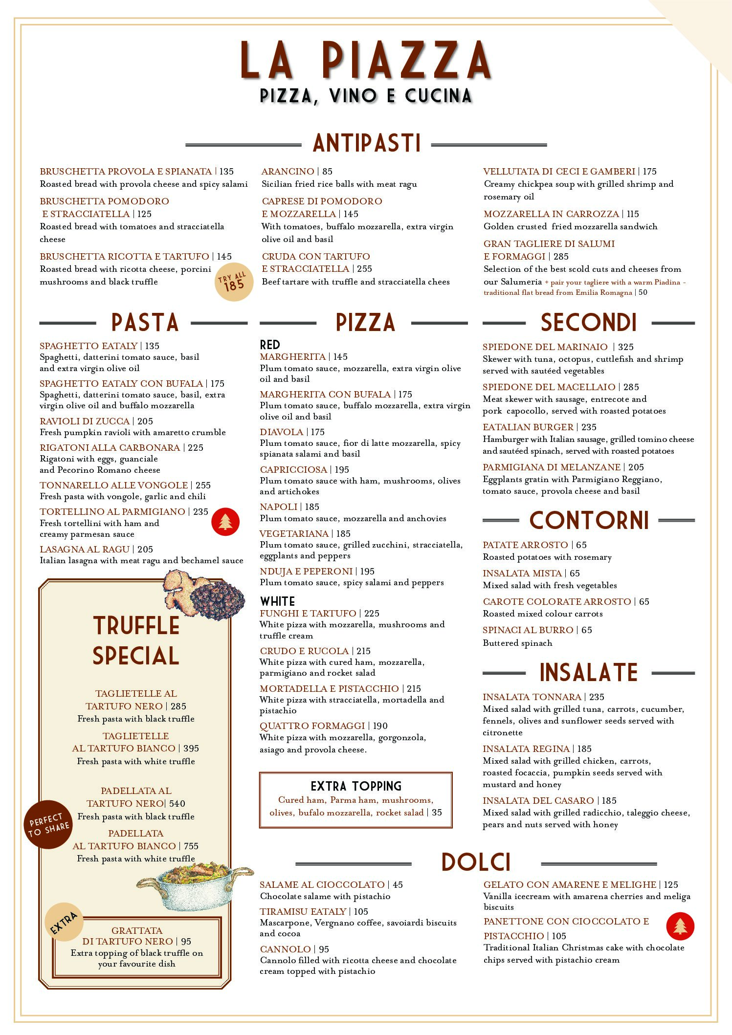 la piazza nottingham menu