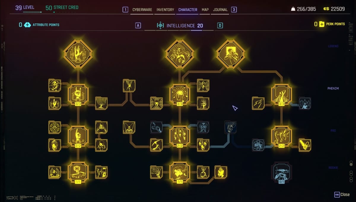 cyberpunk do you have to use points to unlock progression