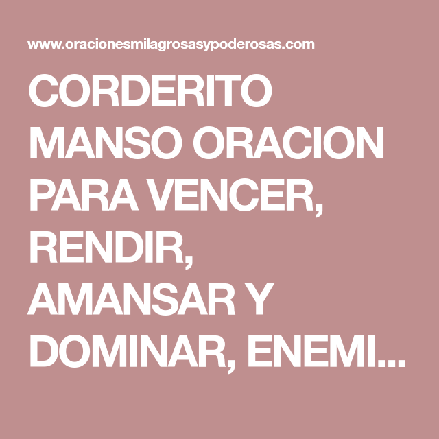 oracion del corderito manso