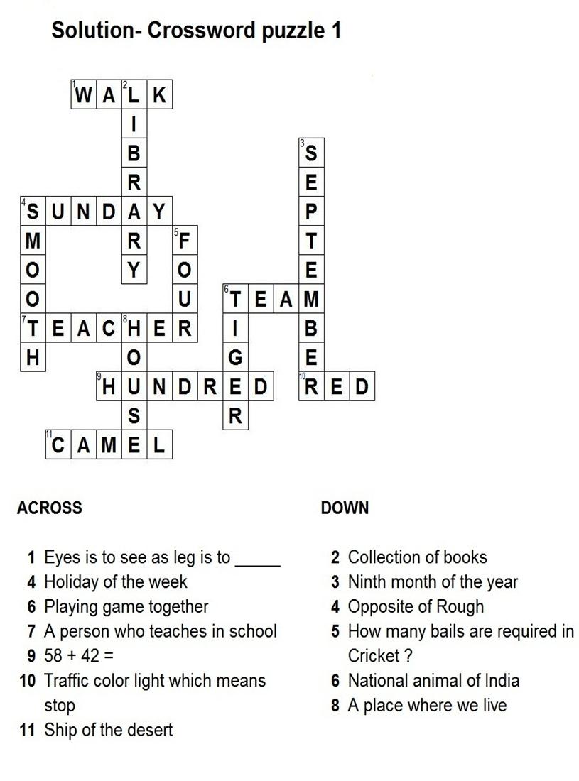 crossword puzzle answers