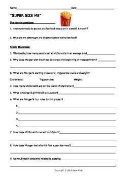 super size me movie worksheet