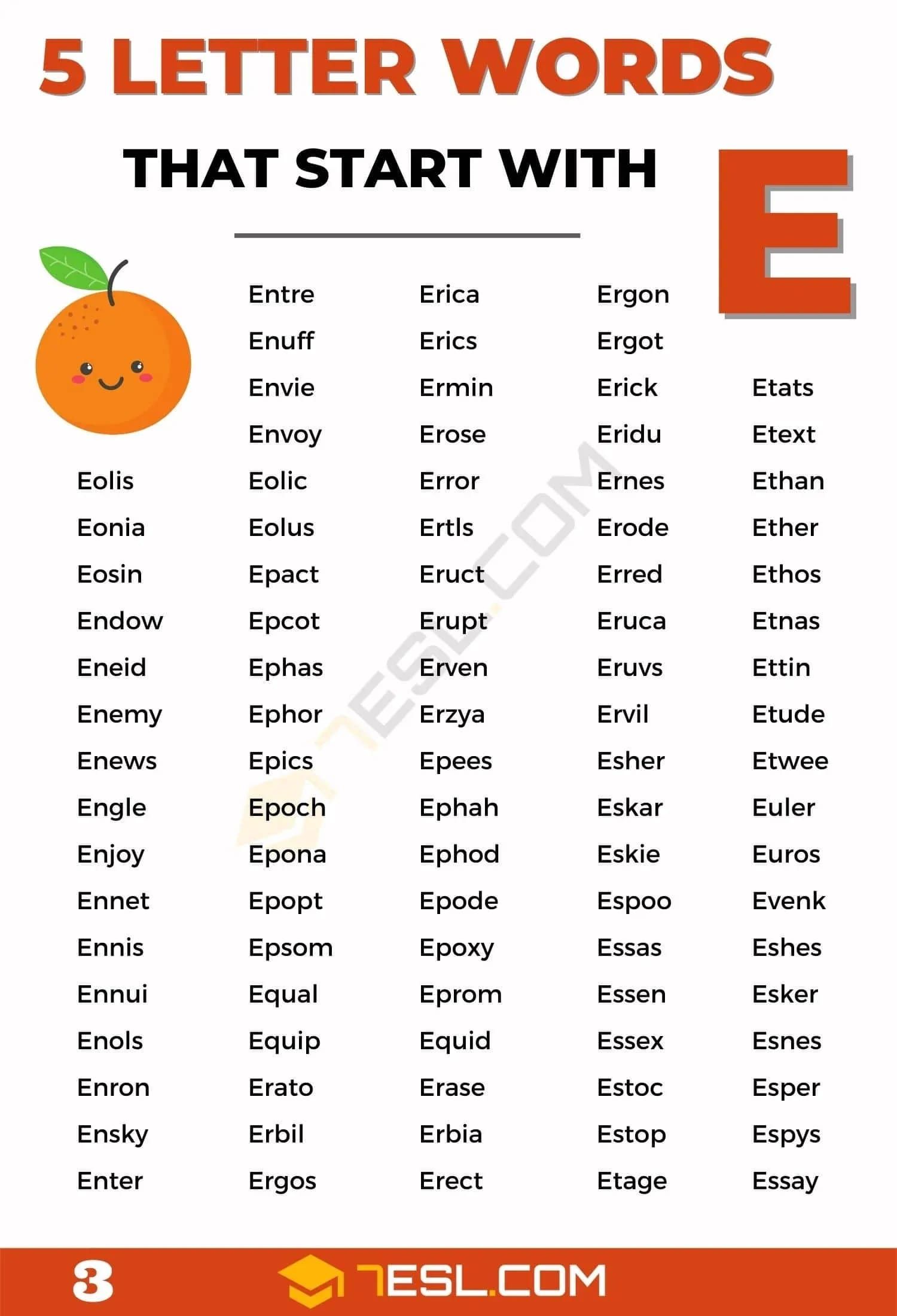 5 letter word starting with e