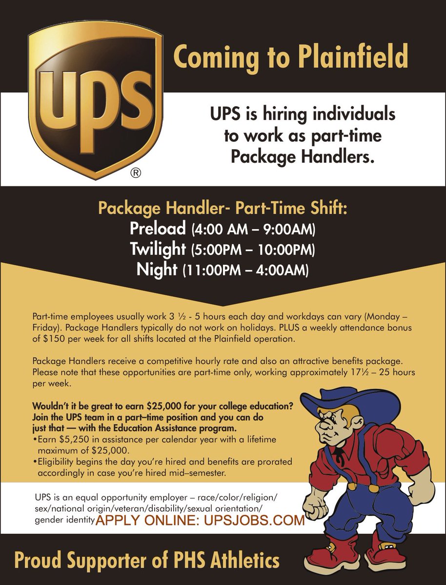 ups package handler part time hours