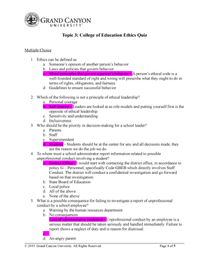 model code of ethics quiz