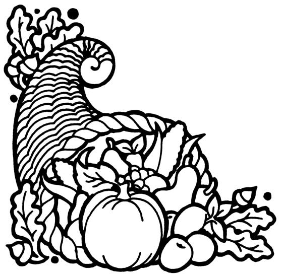 cornucopia clipart black and white