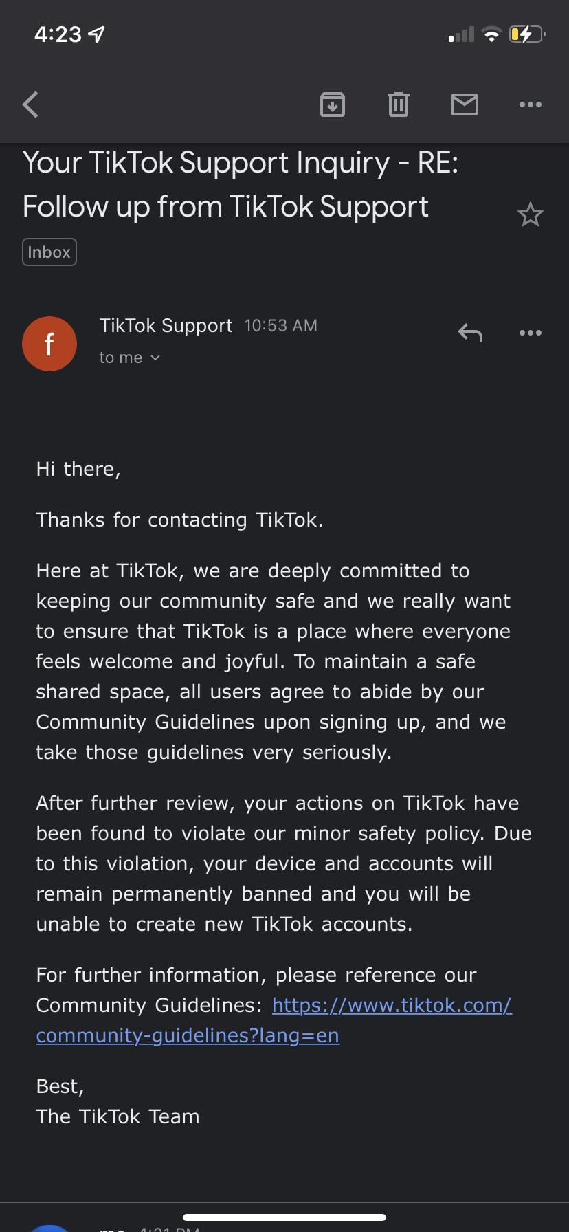 how to email tiktok to get unbanned