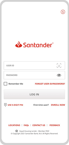 santander online log in