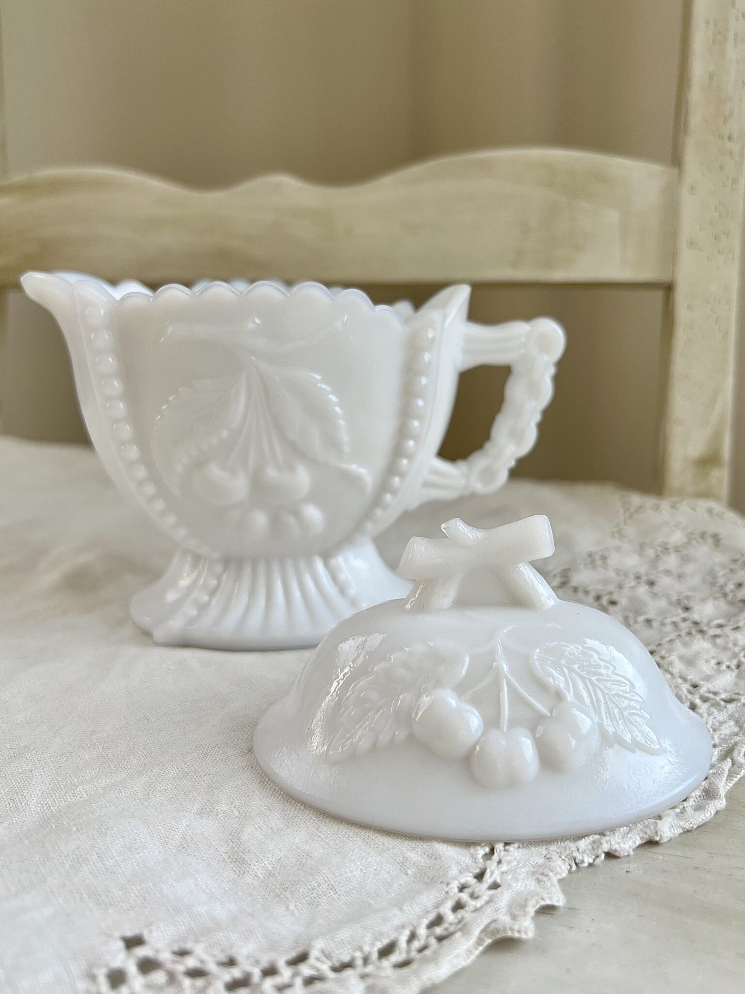 westmoreland milk glass sugar and creamer