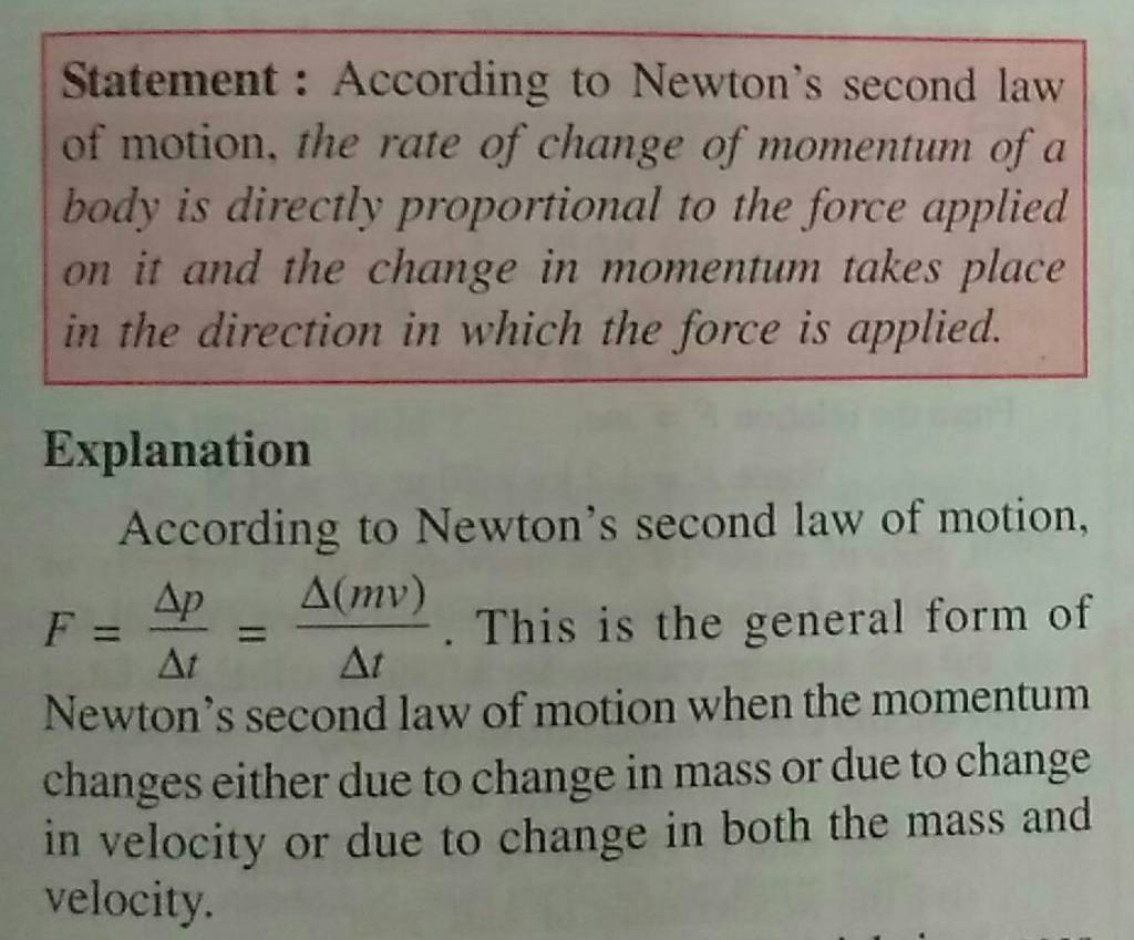 newtons second law statement