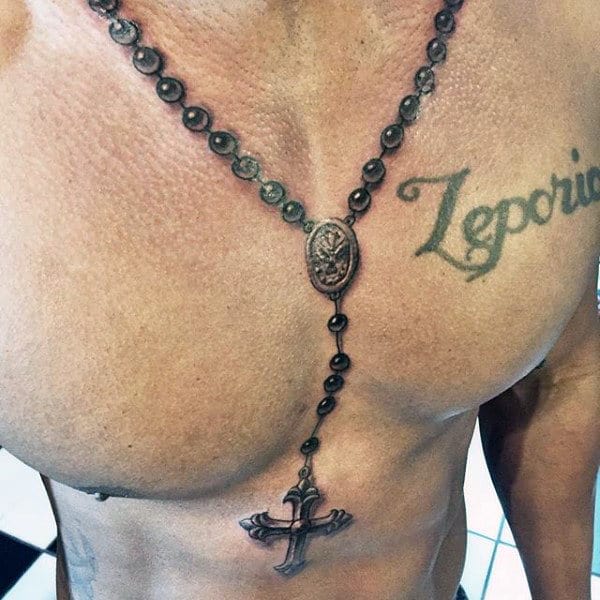 rosary neck tattoo