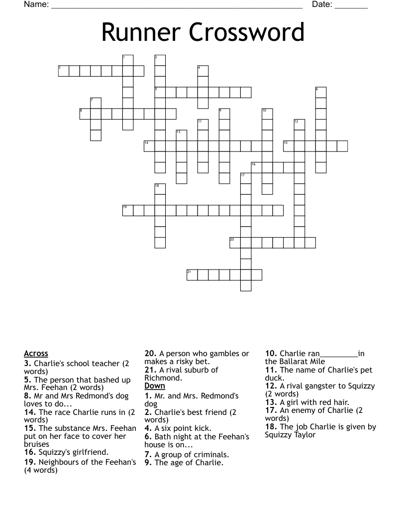 runner crossword clue