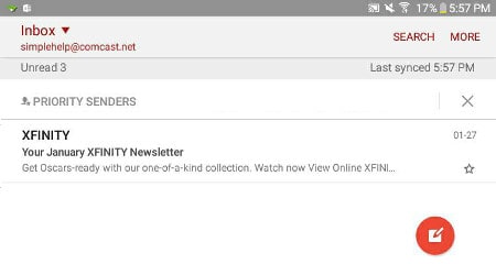setting up comcast email on android