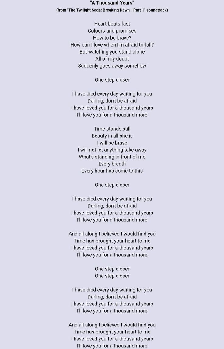 for thousand years lyrics