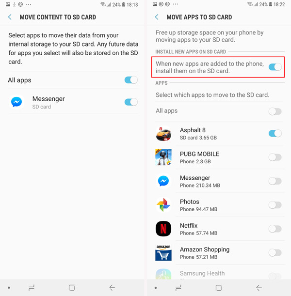 samsung transfer apps to sd card