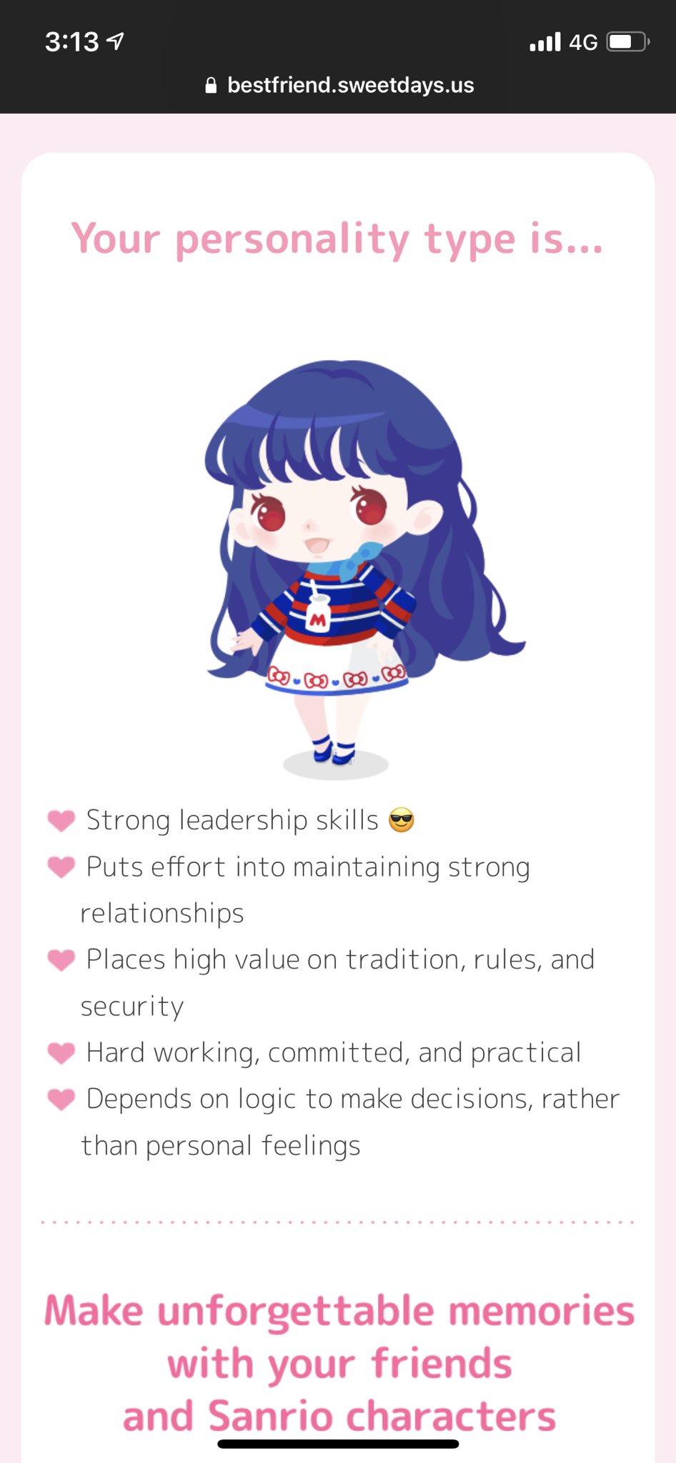 sanrio personality type