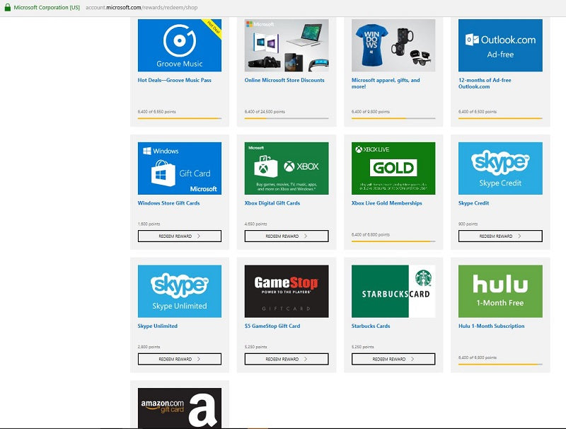 microsoft reward points