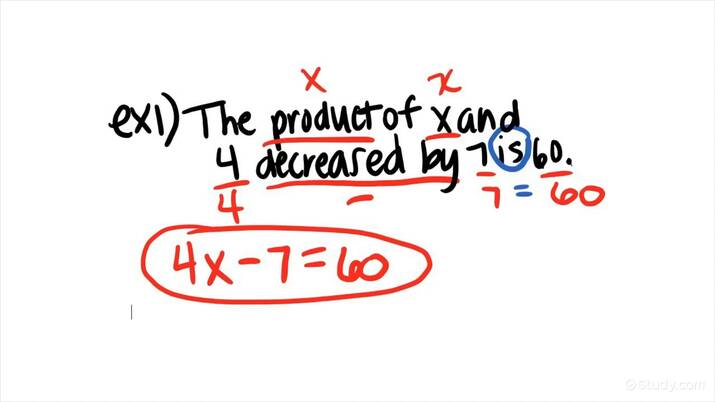 translating a sentence into a multi step equation