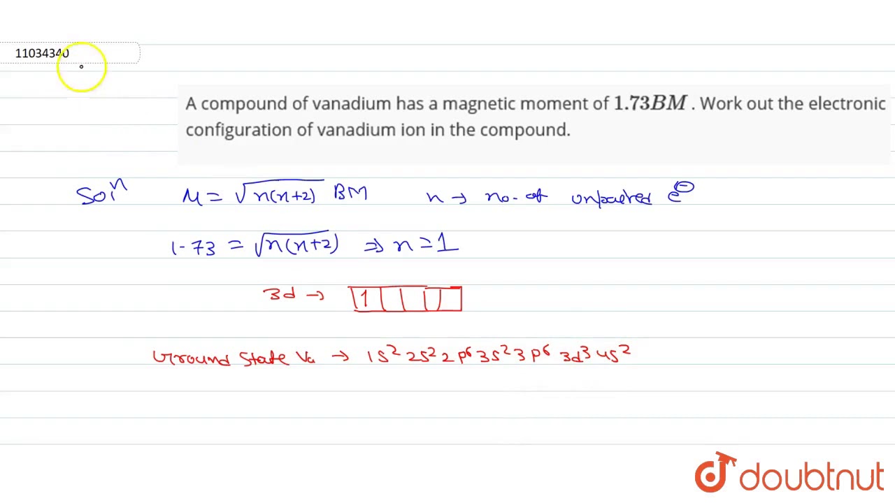 a compound of vanadium has a magnetic moment