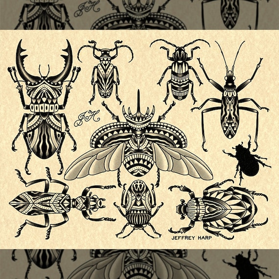 beetle traditional tattoo