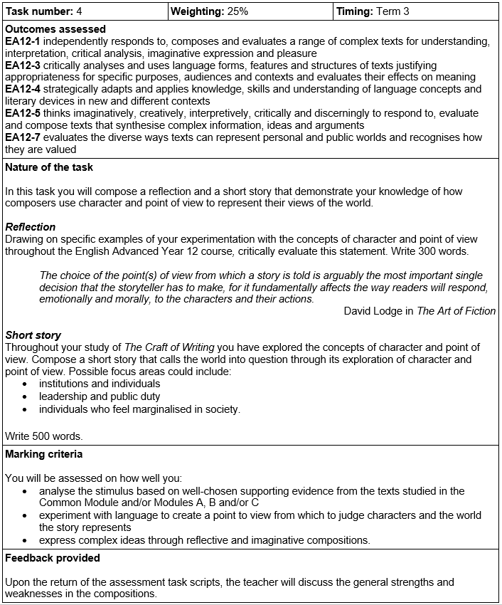 module c craft of writing sample answers