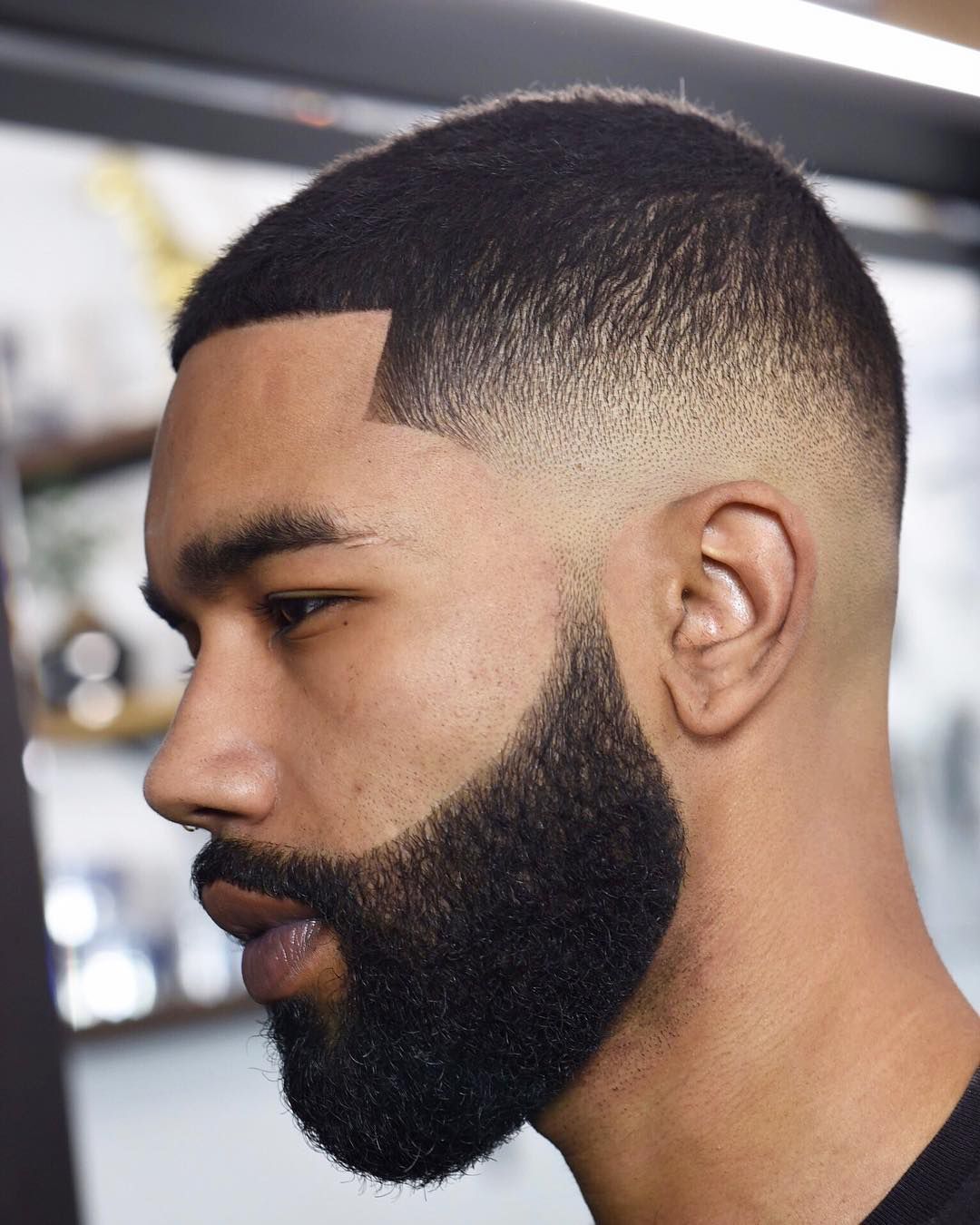 fade haircut black man with beard