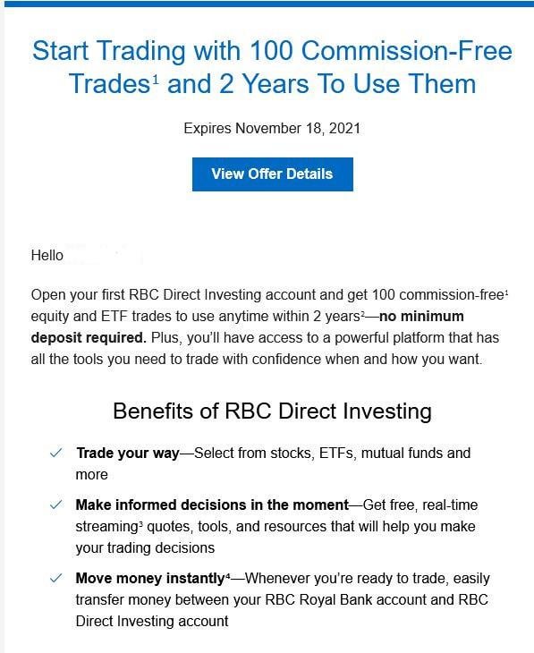 rbc direct investing offer