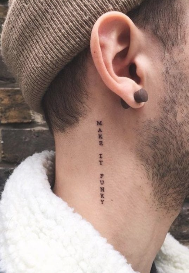 word tattoos neck
