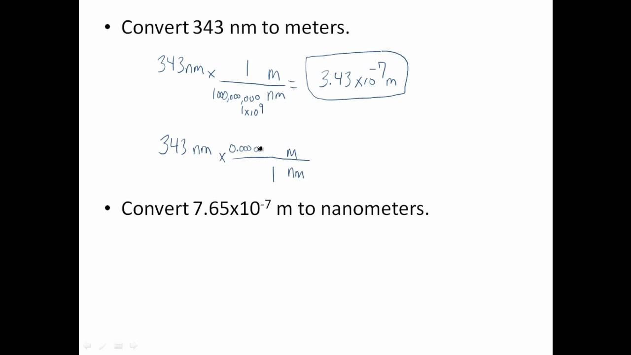 how to convert from meter to nanometer
