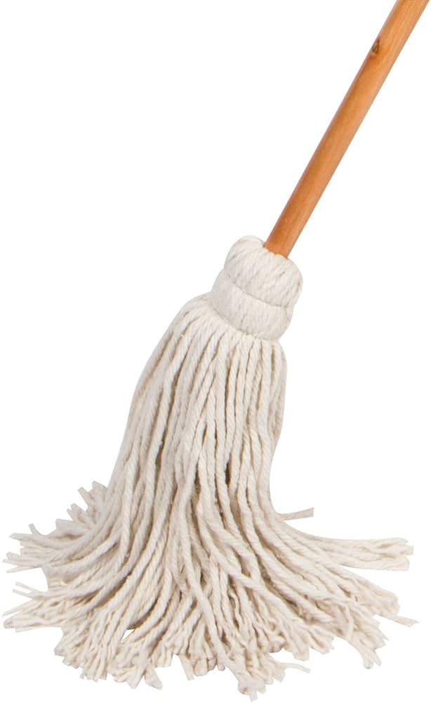 old fashioned mop with wooden handle