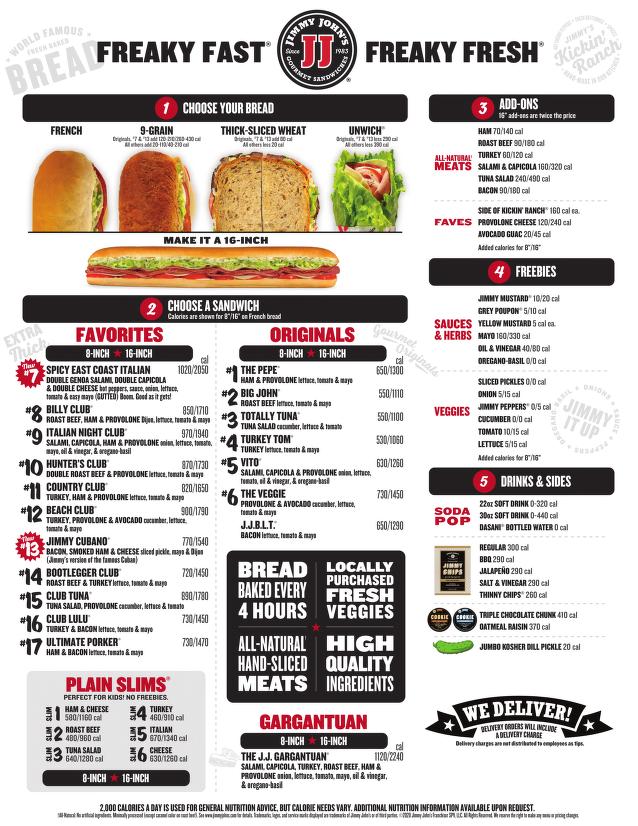 jimmy johns carbondale menu