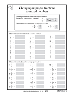 improper to mixed fractions worksheet