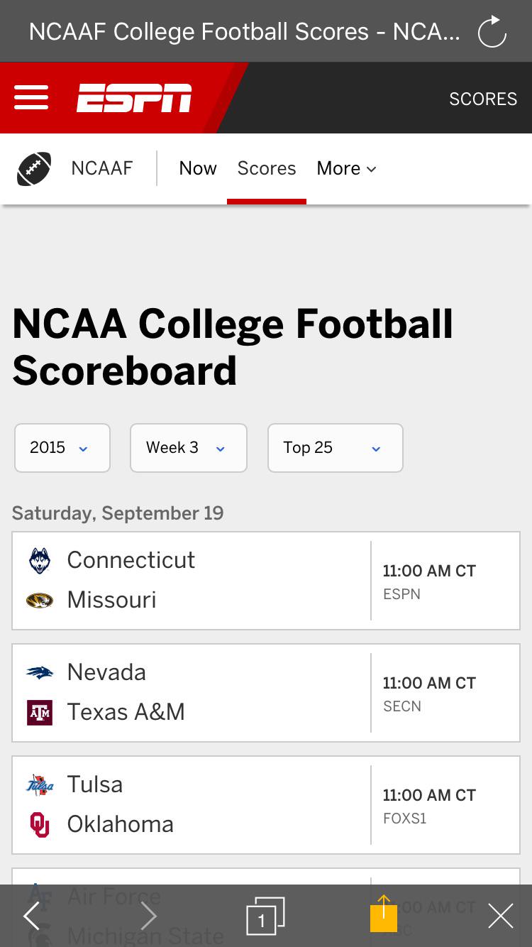 ncaa football espn scores