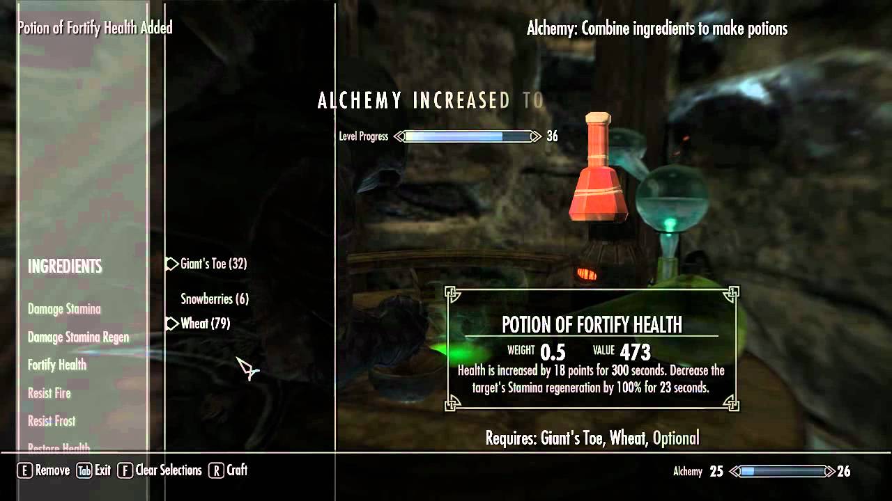 alchemy leveling skyrim