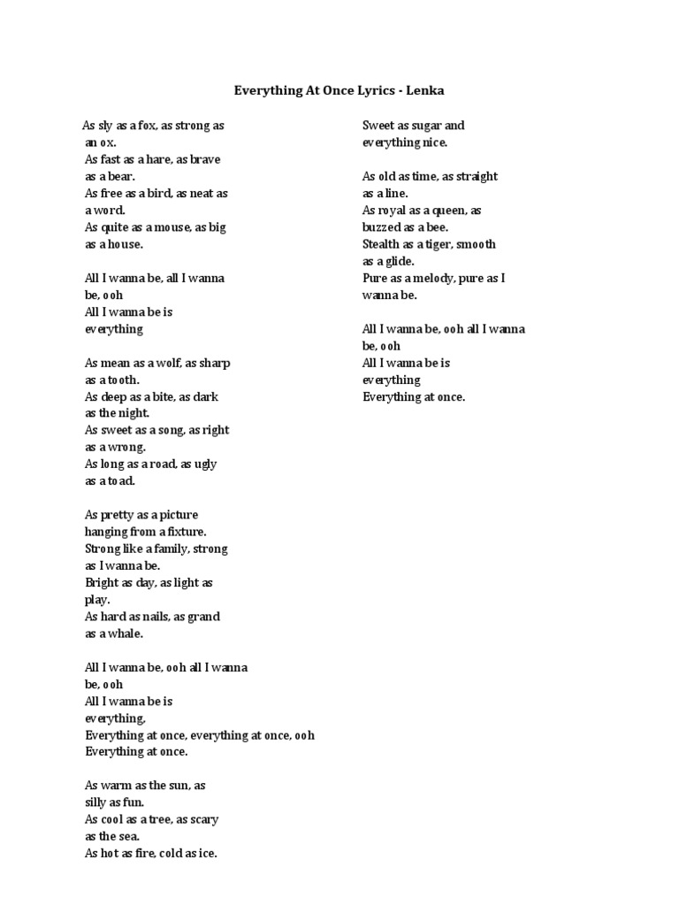 all at once lyrics