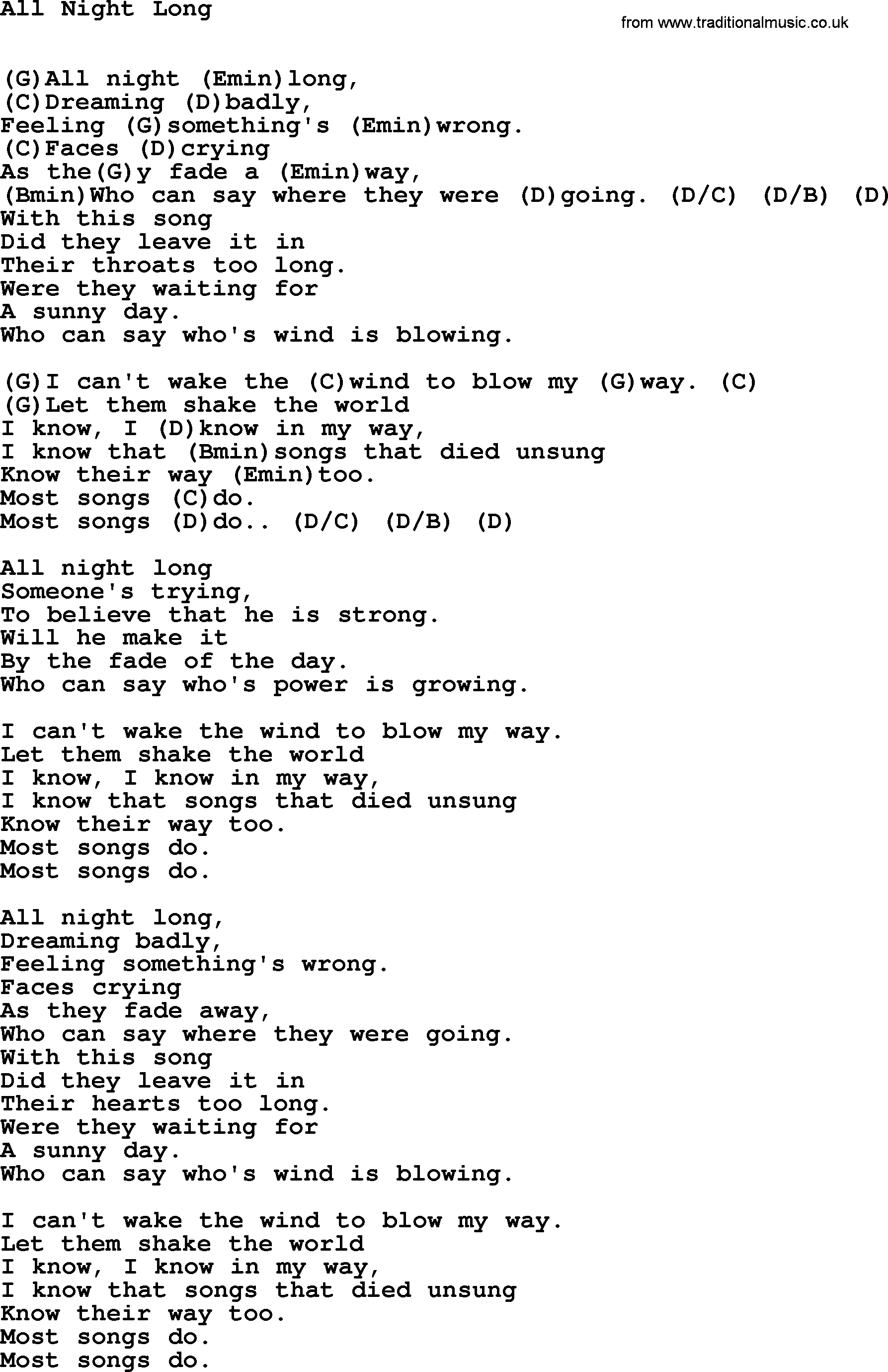 all night long lyrics