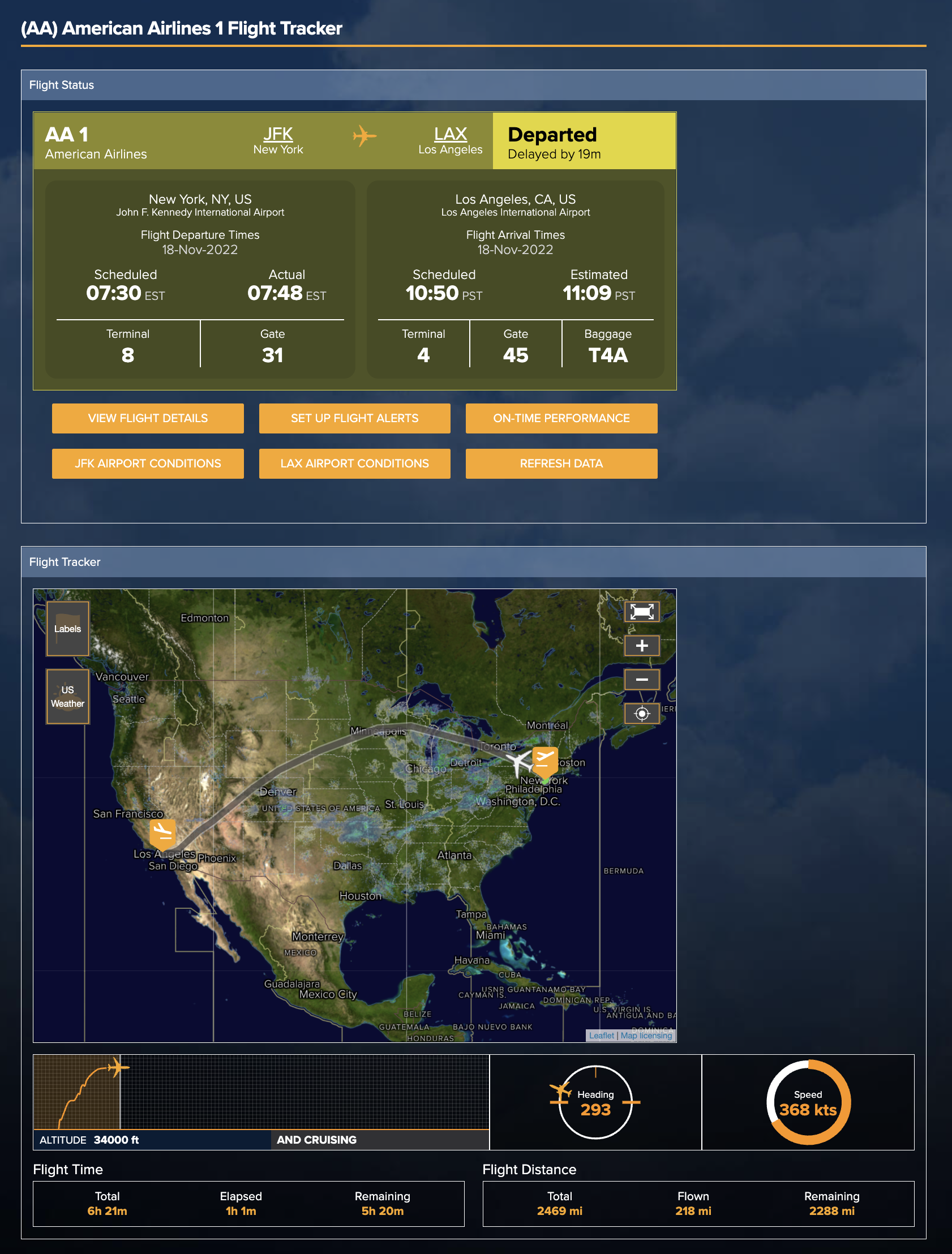 american airlines flight status tracker