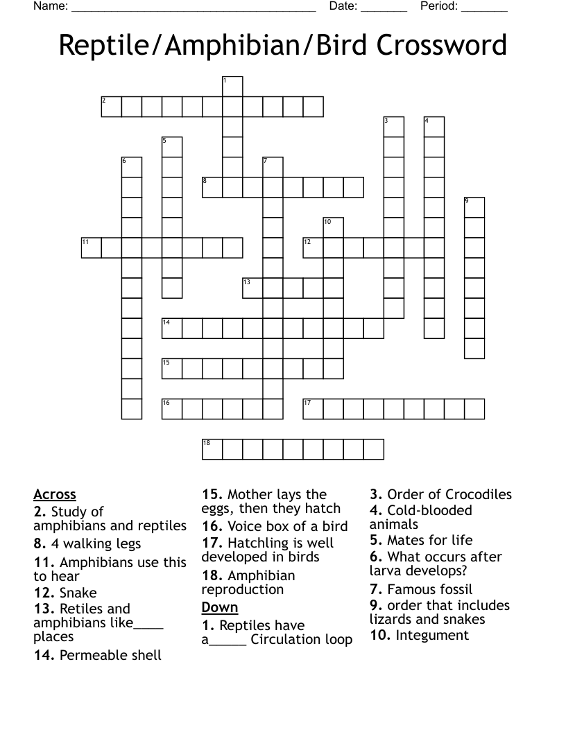 amphibian crossword clue