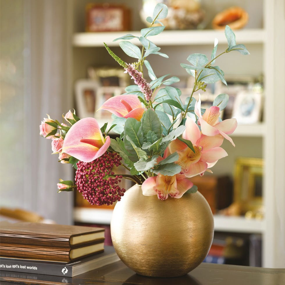 artificial flowers in large vase