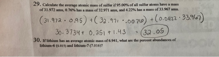 average atomic mass of sulfur