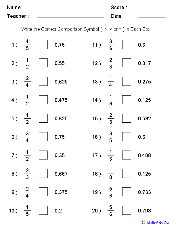 free printable greater than less than worksheets