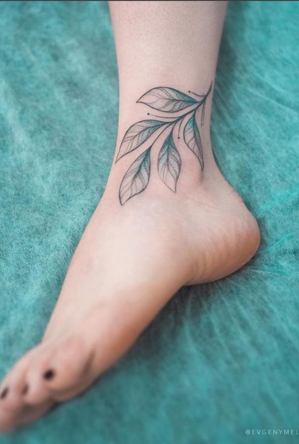 leaf tattoo on foot