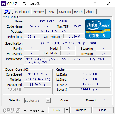 intel cpu core i5 2500k 3.3 ghz benchmark