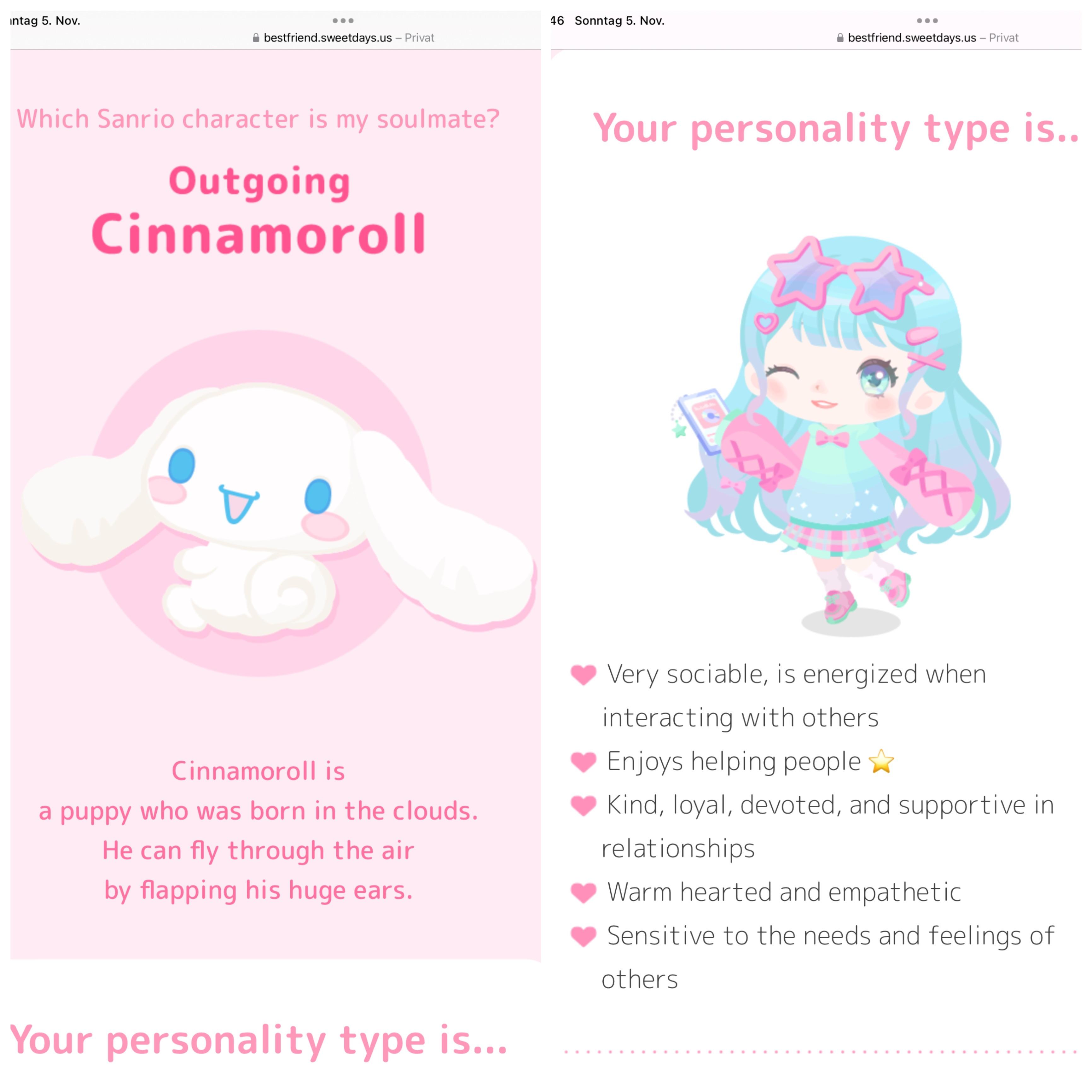 sanrio characters mbti